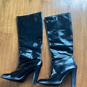 Size 8 Michael by Michael Kors Black Patent Leather Knee High boot 4.25” heel